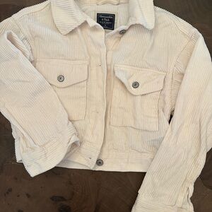 Abercrombie & Fitch Women's Cream Corduroy Jacket